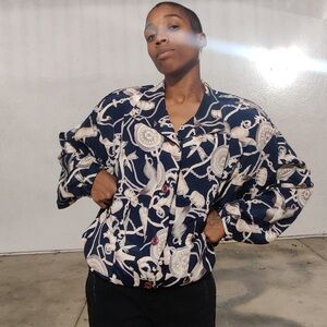 Vintage Button Up Windbreaker with Pockets